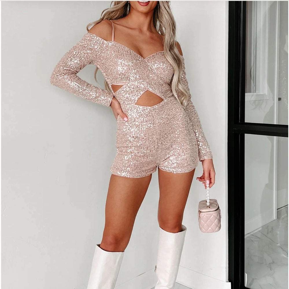 Sequin baby pink romper